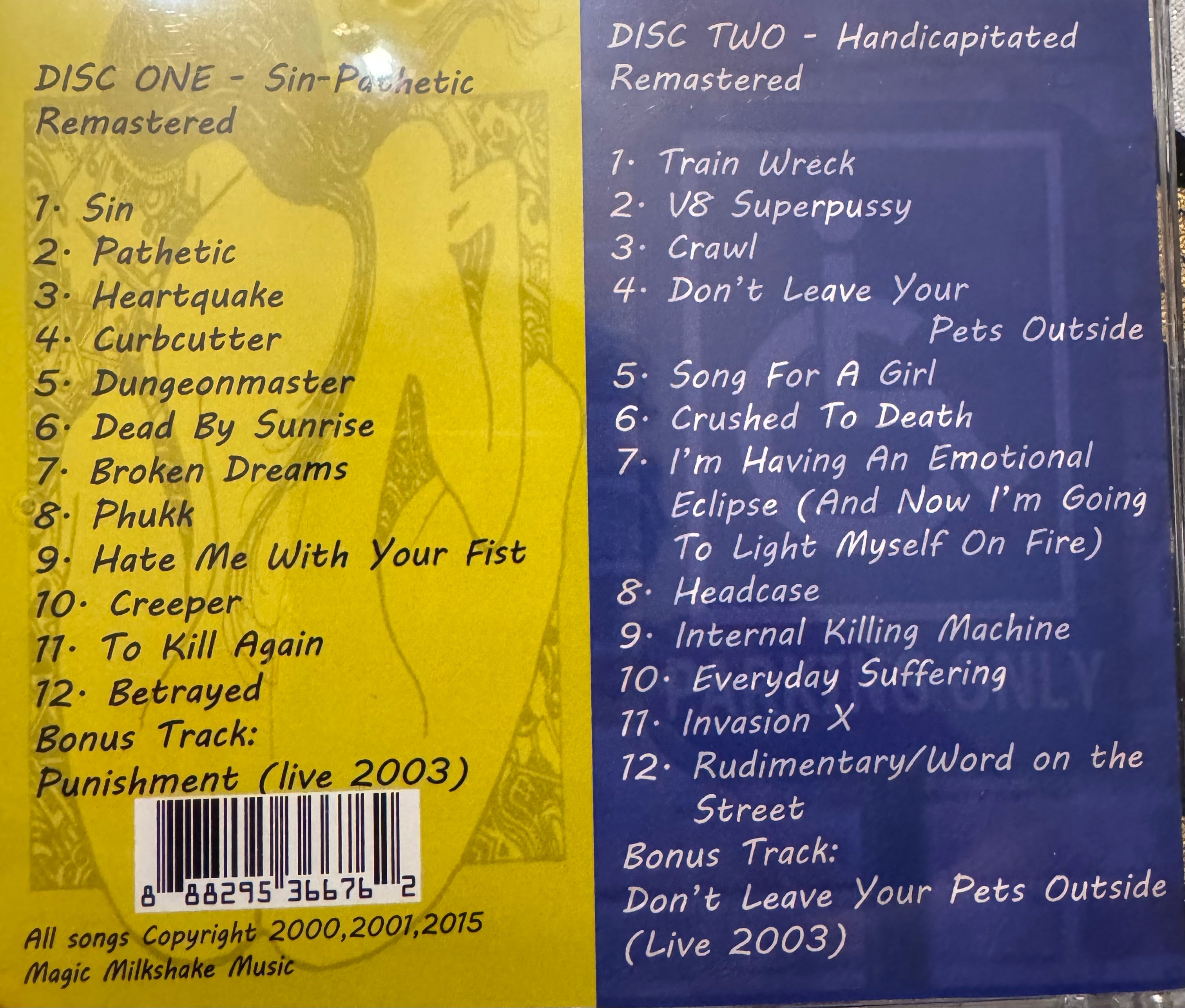 Sin-Pathetic/Handicapitated Remastered Double CD – Kitchen Knife